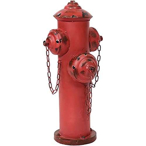 Sunnydaze 21.5-Inch Fire Hydrant Metal Outdoor Garden Accent - Dog Fire Hydrant Pee Post for Potty Training- Red Powder-Coated Paint Finish