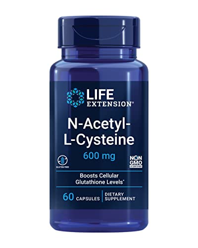 Life Extension N-Acetyl-L-Cysteine (NAC), immune, respiratory, liver health, NAC 600 mg, potent antioxidant support, free-radicals, easy to absorb, 60 capsules