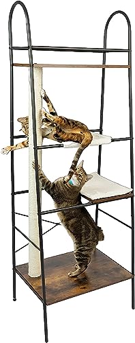 PetFusion VersiCLimb Cat Climber | Multi-Purpose Pet Furniture w/Tall Scratching Post & Cat Hammock | Multi-Level Cat Scratcher Great for Pet Storage or Displaying Pictures & Books | 1 Year Warr