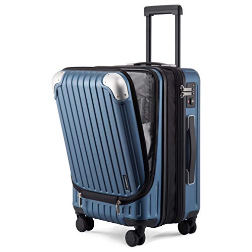 LEVEL8 Grace Expandable Carry On Luggage Airline Approved, 20 Inch Hardside Carry On Suitcase with Wheels, Travel Harshell Spinner Small Luggage with Tsa Lock, Blue, 20-Inch Carry-On