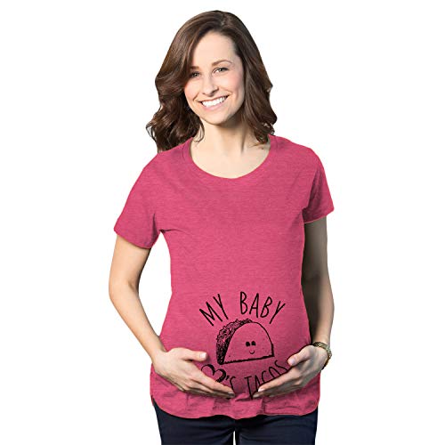 Maternity My Baby Loves Tacos Funny T Shirt Cute Announcement Pregnancy Bump Tee Funny Graphic Maternity Tee for Mexican Fiesta with Food Pink XXL