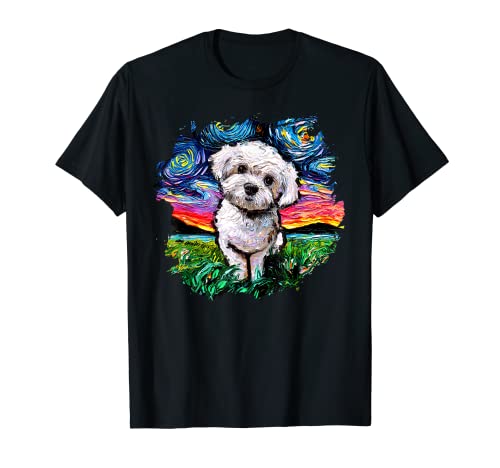 Maltipoo Cute Dog Starry Night Splash Version Art by Aja T-Shirt