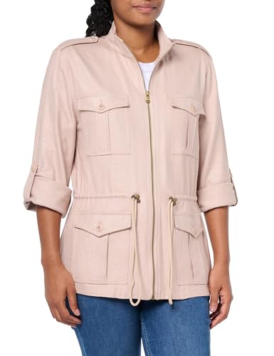 Trina Turk Women's Zip Front Lightweight Jacket, Flaweless Beige