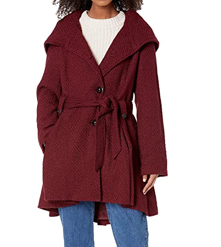 Steve Madden Women's Single Breasted Wool Coat, Merlot, Large