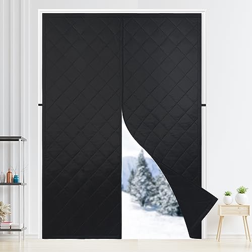 Upgraded Magnetic Thermal Insulated Door Curtain,Thicken Polyester Fiberfill &Durable Oxford Fabric,Temporary,Retractable Door Screen Curtains Magnetic Closure for French Door Sliding Door