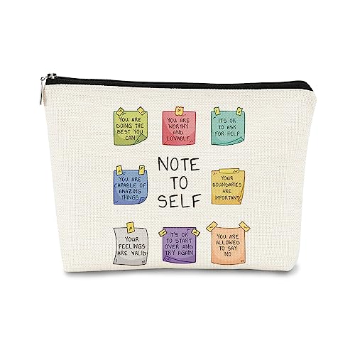 Makeup Bag,Mental Health Gifts,Motivational Gifts for Women,Note to Self Mental Health Self Love Makeup Bags,Cosmetic Bag,Travel Makeup Bag,Positive Small Makeup Bag