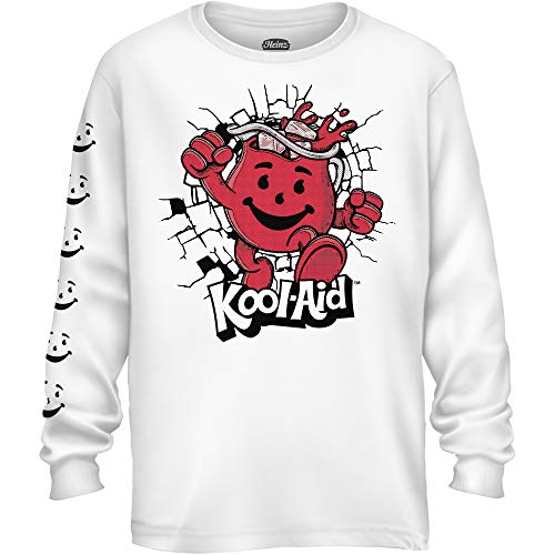 Kool-Aid Mens Oh Yeah Shirt Drink Mix Man Oh Yeah Graphic Long Sleeve T-Shirt (White, Small)