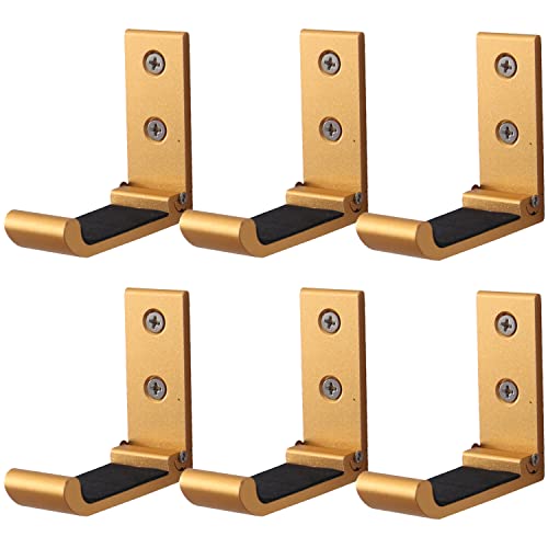 Yiaizhuo 6 Foldable Hooks, Folding Coat Hooks, Wall Mount, Wall Bracket for Coats Towel Bags Hats Gadget Headphone Fitness Equipment Heavy Duty Aluminum Alloy Gold