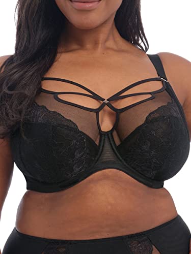 Elomi Women's Plus Size Brianna Strappy Underwire Plunge Bra, Black, 44G