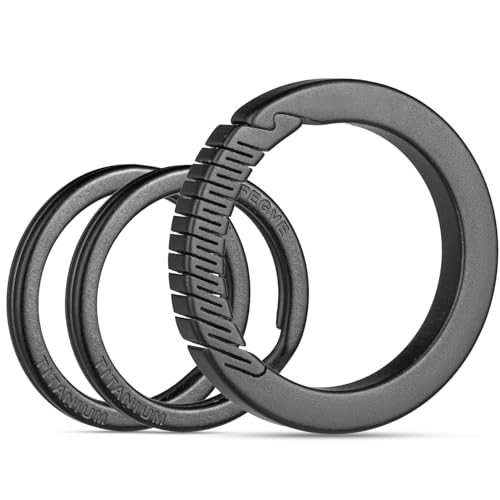 FEGVE Key Keychain Clip with 2 Key Rings, Titanium Quick Release Keychain for Keys,Gifts for Men (Black)