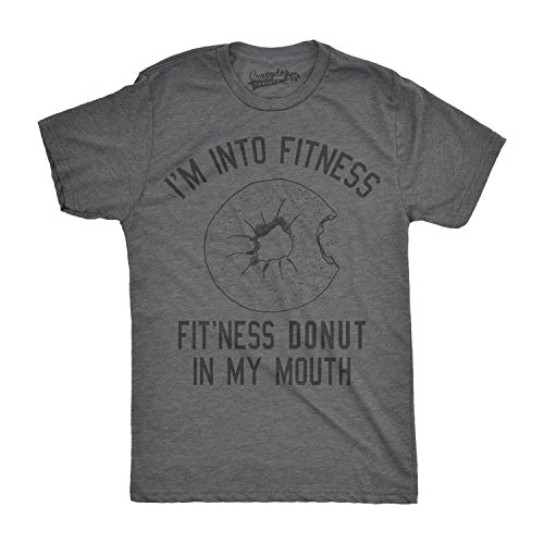 Mens Fitness Donut in My Mouth T Shirt Funny Foodie Gift Sarcastic Tee for Guys Funny Mens Shirts for Exercise with Food Dark Grey XL