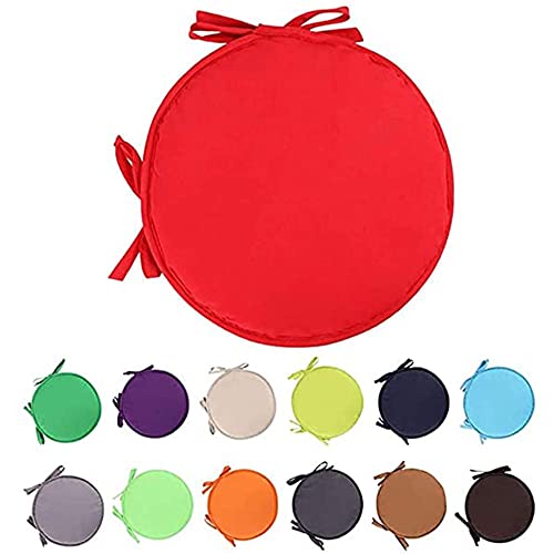 RAILONCH Indoor/Outdoor Chair Pads Round Seat Cushions Garden Patio Home Cushions - Diameter 38cm (4pcs,Red)