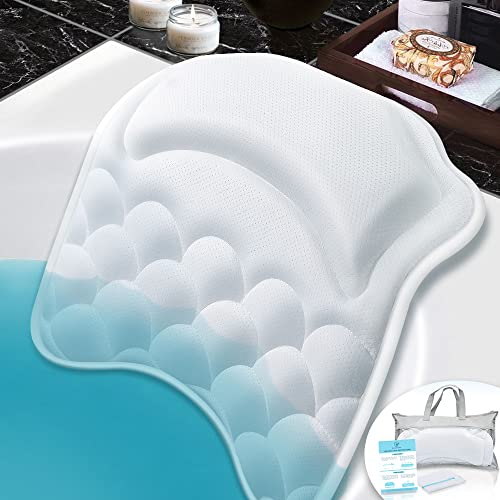 Beautybaby Bathtub Spa Pillow Bath Pillows for tub, with Non-Slip 8 Large Strong Suction Cups, Free Machine Washable Bag
