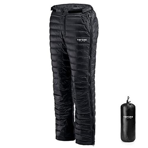 Tofern Men's Warm Down Pants Puffy Down Pants Ultralight Water Resistance Packable Winter Snow Puffer Pant Waterproof Trousers Outdoor