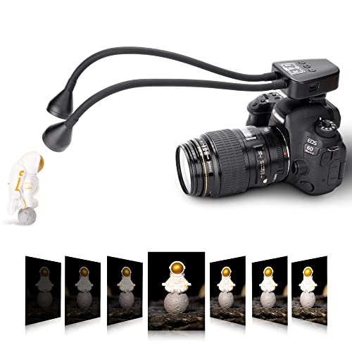 JJC 10-Level Brightness LED Macro Arm Light, CRI 95+ 5600K Macro Photography Lighting with USB-C Charging for Canon Nikon Sony Olympus Pentax DSLR Camera for Insert Plant Jewelry Close Up Shooting