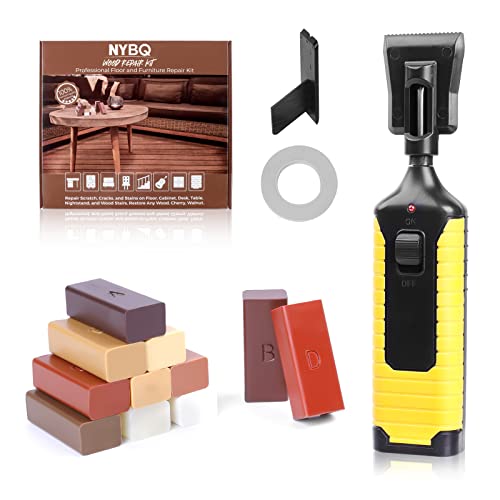 Hardwood Floor Repair Kit, Wood Furniture Repair Kit -19 Pcs Wood Touch Up Wax with New Upgrade Melting Tool, 11 Colors HardWax Filler - Repair Scratches, Cracks, Holes for Wooden Floor, Door, Cabinet