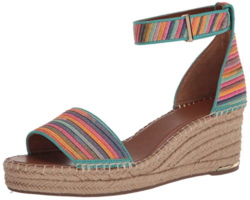 Franco Sarto Womens Clemens Jute Wrapped Espadrille Wedge Heel Sandals, Multicolor, 8