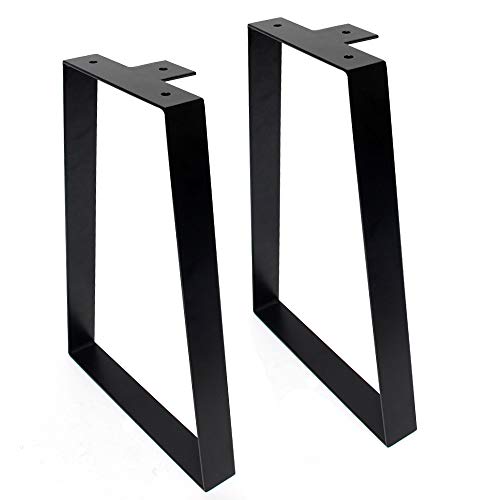 SIGNSTEK 16 inch Trapezoid Metal Table Legs, Replacement Furniture Legs Set of 2 for DIY Coffee Tables, Modern Desks, Night Stands, Bench, Sofa, etc with Heavy Duty Iron and Industrial Design, Black