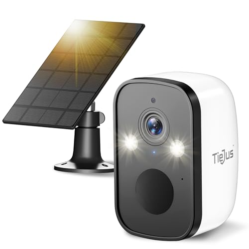 TIEJUS Security Cameras Wireless Outdoor, 2K Battery Powered Security Camera, 2.4G WiFi Outdoor Camera Wireless, Color Night Vision, AI Detection, 2 Way Talk, IP66, Cloud/SD, Work with Alexa