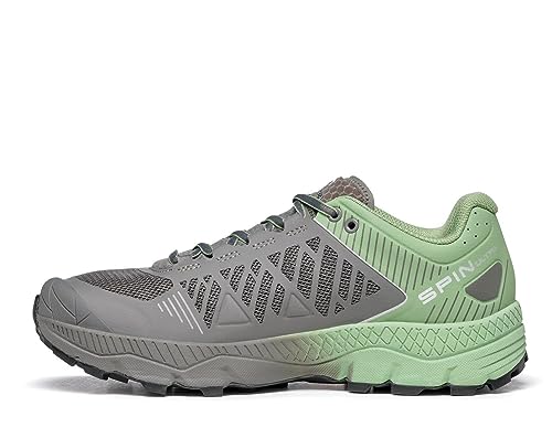 SCARPA Women's Spin Ultra Trail Shoes for Hiking and Trail Running - Shark/Mineral Green - 9-9.5