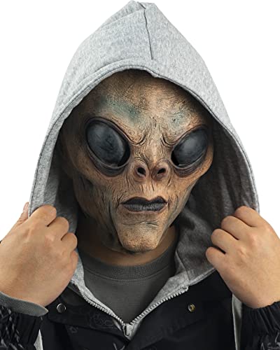 CreepyParty Alien Mask ET Dress Up Latex Full Head Scary Horror Mask Extraterrestrial Fancy Dress for Halloween Carnival Costume Party