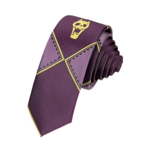 JoJo's Killer Queen Kira Yoshikage Tie Skull Costume Necktie Cosplay (Purple)