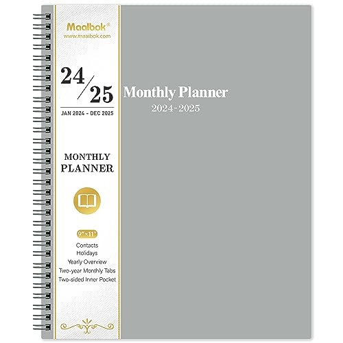 2024-2025 Monthly Planner/Calendar - Monthly Planner 2024-2025 with Two-year Monthly Tabs, Jan. 2024 - Dec. 2025, 9’’ × 11’’, Two Years Monthly Planner with Flexible Cover, Inner Pocket, Perfect for Organization