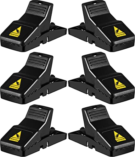 Feeke Rat Trap, Large Mouse Traps, Mouse Traps Indoor for Home, Instant Kill Traps for Mouse Rat Chipmunk, Quick Set Up and Reusable - 6 Pack, Black