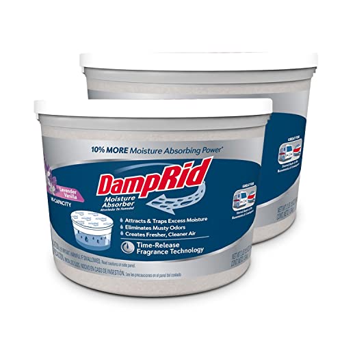 DampRid Hi-Capacity Moisture Absorber Bucket, 2 Pack — Lavender Vanilla, 2 lb. 15.5 oz.