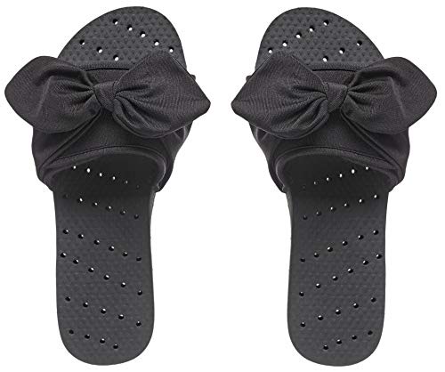 Showaflops Women's Slide Sandal, Black Bow, 7-8