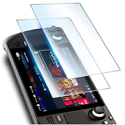 Gorrzai Steam Deck Screen Protector 2 Pack, Tempered Glass Transparent HD Clear Anti-Scratch 7'' Screen Protector Compatible with Steam Deck Accessories