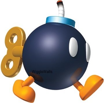 3 Inch Bob-omb Walking Bomb Super Mario Bros Brothers Removable Wall Decal Sticker Art Nintendo 64 SNES Home Kids Room Decor Decoration - 3 by 2 1/2 inches