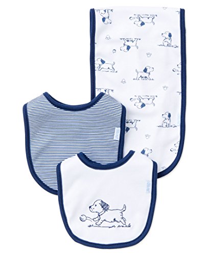 Little Me Baby Boy Newborn Bib and Burp set, White Print, One Size