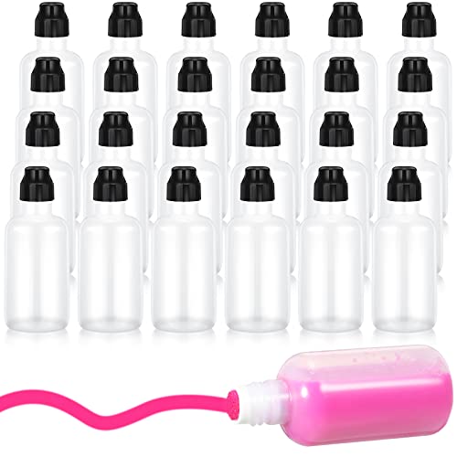 24 Pieces Empty 2 Ounce Paint Daubers Bottles Marker Bottle Handy Sponge Tip Paint Dabbers Bottles Refillable Squeeze Bingo Daubers for Graffiti Art Wooden Boards Cloth Crafts Game Supplies (Black)