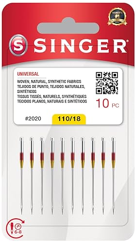 SINGER 10-Pack Universal 2020 Sewing Machine Needles, Size 110/18