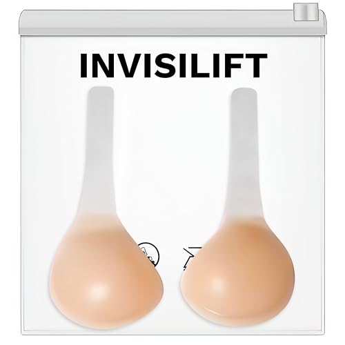 INVISILIFT Invisible Bra (Official) Adhesive Seamless Push-Up Silicone Bra - Easy Application, Invisible Support Beige