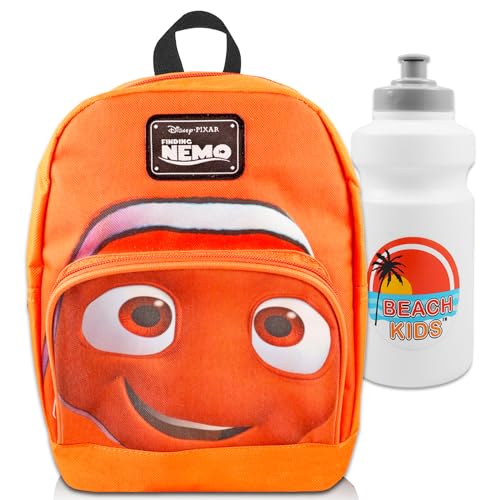 Finding Nemo Mini Backpack Set - 10” Canvas Finding Nemo Backpack with Front Pocket and Bottle | Finding Nemo Backpack Bundle