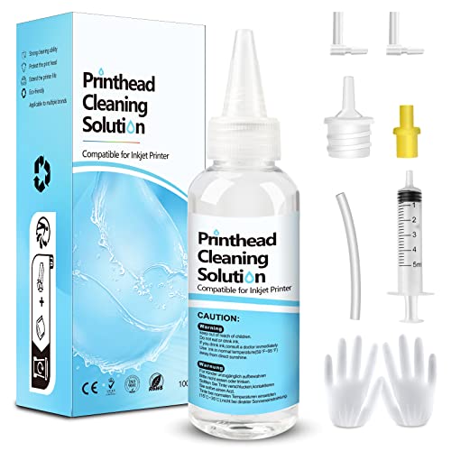 Printhead Cleaning Kit Inkjet Printer, Printer Cleaning Kit for Epson Ecotank Printer, Printer Cleaner Kit for HP Printhead, Inkjet Printer Head Cleaning Solution for Brother Print Head Liquid Nozzles