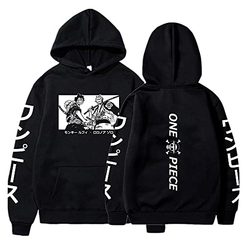 Anime Black White Hoodie Luffy Zoro Sweatshirt Gift Pullovers Tops