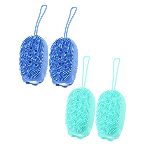 STAHAD 4pcs Silicone Bath Brush Silicone Shower Brushes Kids Shampoo Brush Body Exfoliator Bath Brush with Hook Body Silicone Scrubber Body Cleaning Massager Child Cleaner Spa Silica Gel