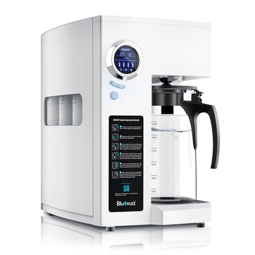 Bluevua RO100ROPOT Reverse Osmosis System Countertop Water Filter, 5 Stage Purification, Counter RO Filtration, 2:1 Pure to Drain, Purified Tap Water, Portable Water Purifier for Home
