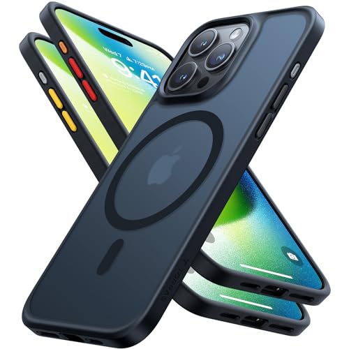 TORRAS for iPhone 15 Pro Case Magnetic Shockproof, [Military-Grade Drop Tested] [Compatible with MagSafe] Translucent Slim Protective Anti-Scratch Anti-Fingerprint Guardian Mag 2023, Black Titanium