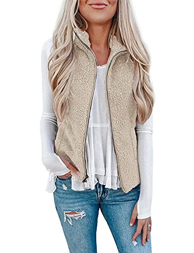 LOMON Women's Packable Lightweight Sleeveless Jacket Quilted Zip Up Vest Coat Outdoor Puffer Vest Jacket Hooded Coat with Pocket Khaki L