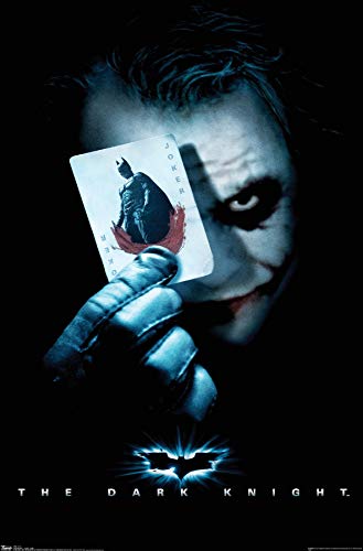 Trends International DC Comics Movie - The Dark Knight - The Joker with Batman Playing Card Wall Poster, 22.375' x 34', Premium Unframed Version