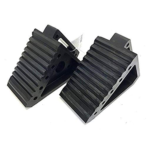 MAXXHAUL 70472 Solid Rubber Heavy Duty Black Wheel Chock 2-Pack, 8' x 4' x 6'