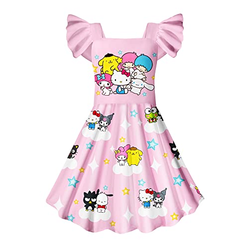 Difforever Big Girls Casual Dress Cartoon Clothes 6-14 Years Kids