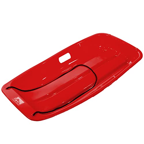 Franklin Sports Kids Toboggan Sled - Arctic Trails Plastic Toboggan Snow Sled for Kids - Single Rider 1 Person Snow Sled - Heavy Duty Plastic Sled with Handles + Pull Rope - Perfect Snow Toy - 35'