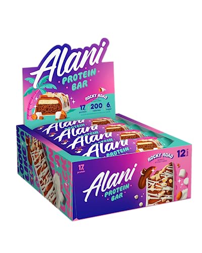 Alani Nu Protein Bars ROCKY ROAD | High Protein Gluten-Free Bars | 16g Protein | Low-Sugar (7G) Low-Carb Healthy Snacks | 12 Individually Wrapped Bars