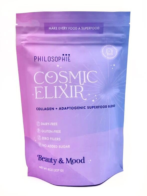 Philosophie Cosmic Elixir Superfood Blend with Collagen + Adaptogens, 32 Servings, Organic & Unsweetened - Improves Gut Health, Emotional Balance, Joint Health, Skin Vitality, Hormone Support