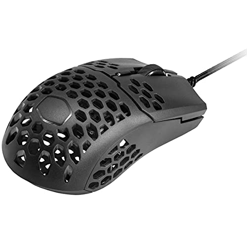Cooler Master MM710 Ultra Lightweight 53g Wired Gaming Mouse - 16000 DPI Optical Sensor, 20 Million Click Omron Switches, Smooth Glide PTFE Feet, and Ambidextrous Honeycomb Shell - Matte Black